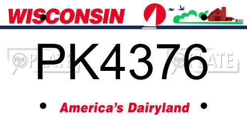 PK4376 Wisconsin License Plate