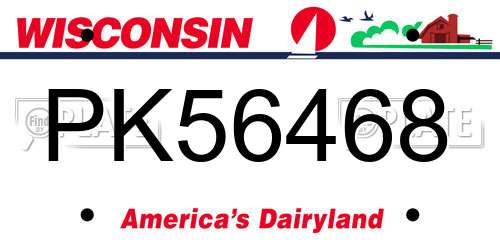 PK56468 Wisconsin License Plate