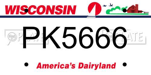 PK5666 Wisconsin License Plate