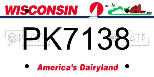PK7138 Wisconsin License Plate