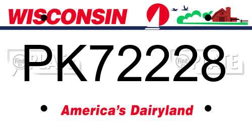 PK72228 Wisconsin License Plate