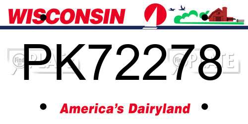 PK72278 Wisconsin License Plate