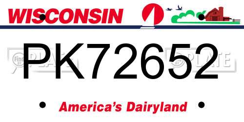 PK72652 Wisconsin License Plate