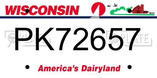 PK72657 Wisconsin License Plate