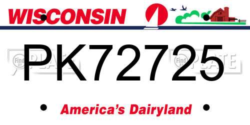 PK72725 Wisconsin License Plate