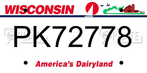 PK72778 Wisconsin License Plate
