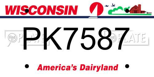 PK7587 Wisconsin License Plate