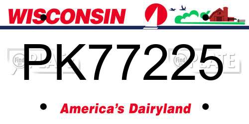 PK77225 Wisconsin License Plate