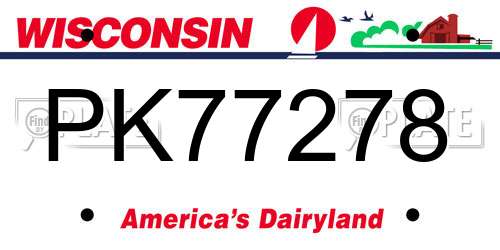 PK77278 Wisconsin License Plate