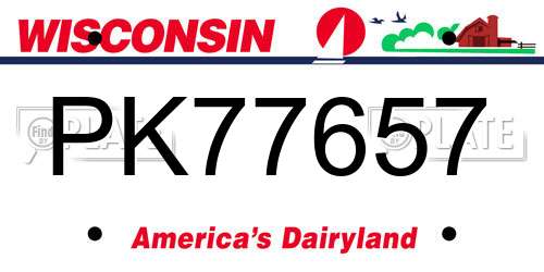 PK77657 Wisconsin License Plate