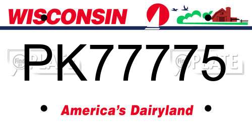 PK77775 Wisconsin License Plate