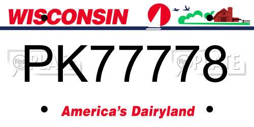 PK77778 Wisconsin License Plate