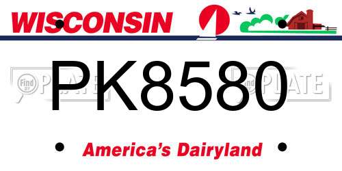 PK8580 Wisconsin License Plate