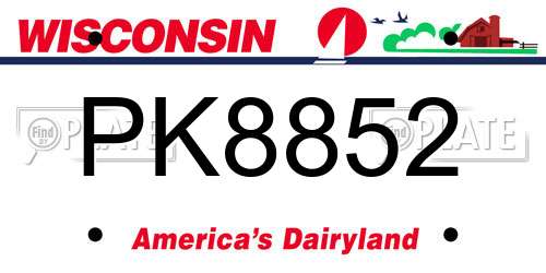PK8852 Wisconsin License Plate