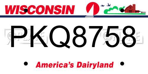 PKQ8758 Wisconsin License Plate