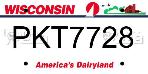 PKT7728 Wisconsin License Plate
