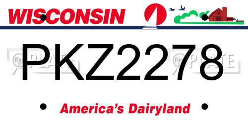 PKZ2278 Wisconsin License Plate