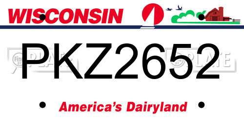 PKZ2652 Wisconsin License Plate