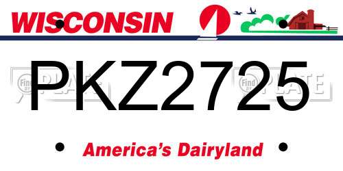 PKZ2725 Wisconsin License Plate