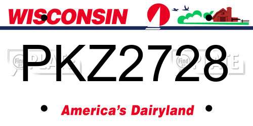 PKZ2728 Wisconsin License Plate
