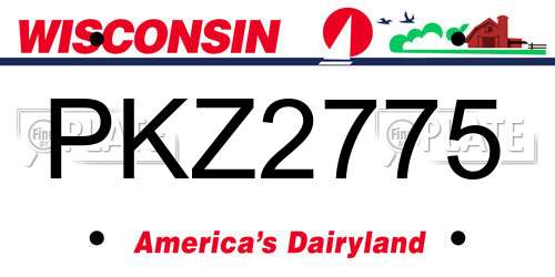 PKZ2775 Wisconsin License Plate