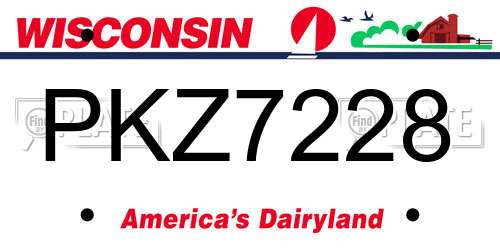 PKZ7228 Wisconsin License Plate