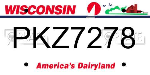 PKZ7278 Wisconsin License Plate