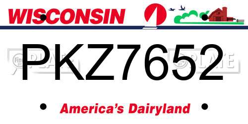 PKZ7652 Wisconsin License Plate
