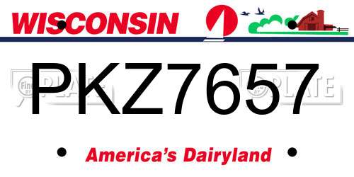 PKZ7657 Wisconsin License Plate