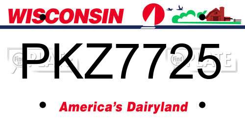 PKZ7725 Wisconsin License Plate