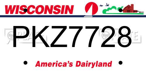 PKZ7728 Wisconsin License Plate
