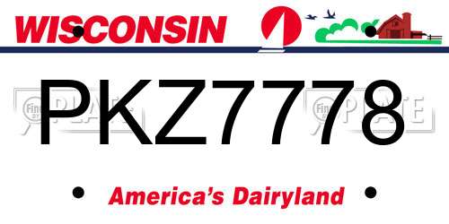 PKZ7778 Wisconsin License Plate