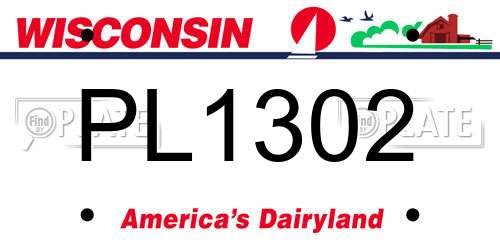 PL1302 Wisconsin License Plate