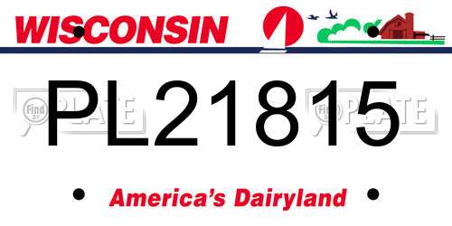 PL21815 Wisconsin License Plate