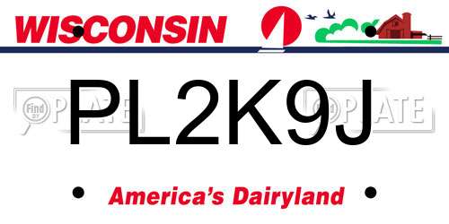 PL2K9J Wisconsin License Plate