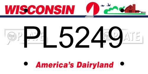 PL5249 Wisconsin License Plate