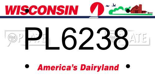 PL6238 Wisconsin License Plate