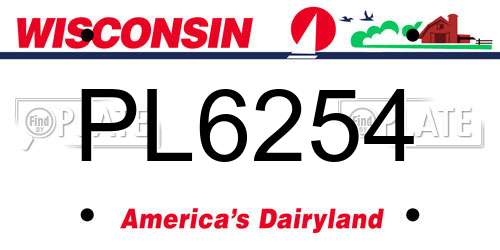 PL6254 Wisconsin License Plate