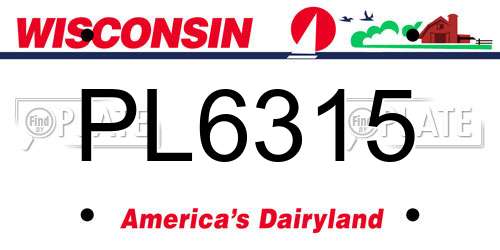 PL6315 Wisconsin License Plate