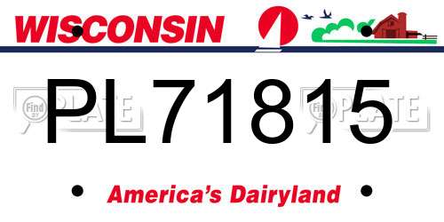 PL71815 Wisconsin License Plate