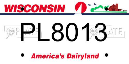PL8013 Wisconsin License Plate