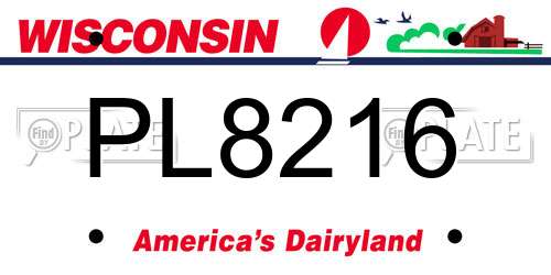 PL8216 Wisconsin License Plate