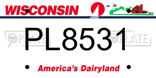PL8531 Wisconsin License Plate