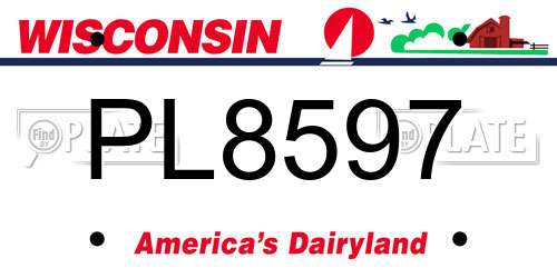 PL8597 Wisconsin License Plate