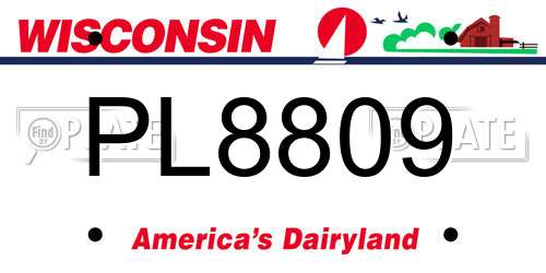 PL8809 Wisconsin License Plate