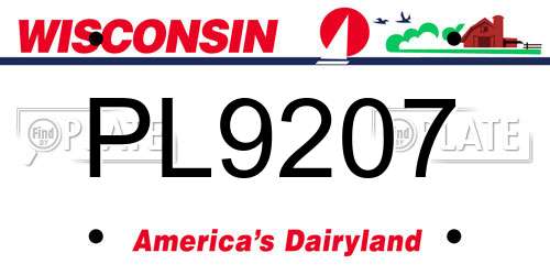 PL9207 Wisconsin License Plate