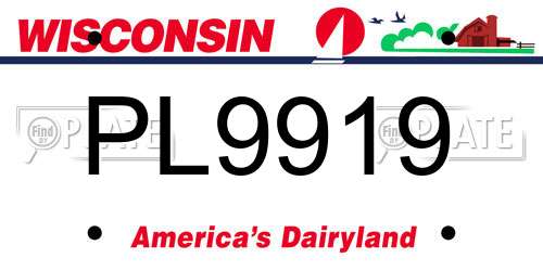 PL9919 Wisconsin License Plate