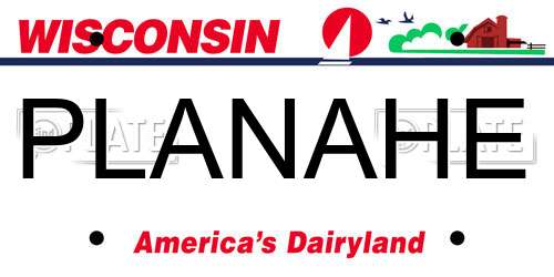 PLANAHE Wisconsin License Plate