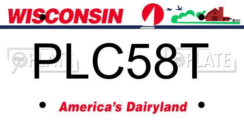 PLC58T Wisconsin License Plate
