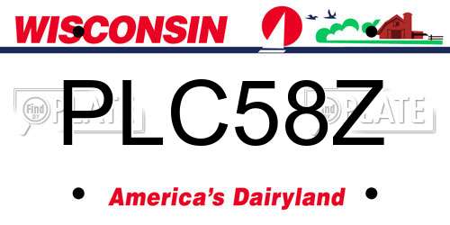 PLC58Z Wisconsin License Plate
